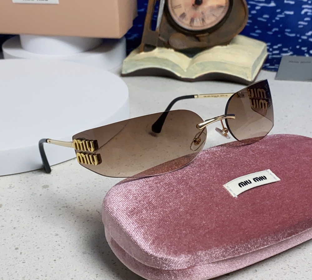 Miu Miu Rimless Gradient Sunglasses with Logo Detail